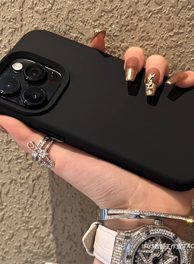 黑色软糯橡皮感适用17pro小米17promax手机壳15s液态硅胶14高级13全包civi5红米K80磨砂70防摔2套note+苹果16