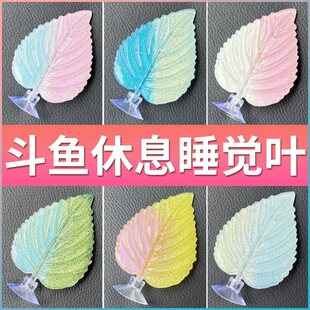 斗鱼专用休息叶子睡觉床斗鱼缸造景摆件装 仿真水草躲避树叶 饰新款