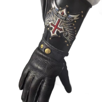 美国骑警长款骑行巡航鹿皮手套摩托车机车手套保暖冬季复古皮手套