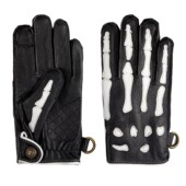 骷髅关节手骨哈雷复古机车骑士冬季 保暖加绒触屏鹿皮男女囚徒手套