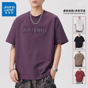 真维斯短袖t恤男款2026新款夏季薄款宽松圆领凉感棉美式半袖上衣