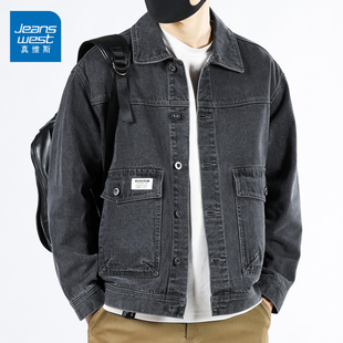 真维斯2025年新款春秋季高档牛仔外套男抗皱舒适男装工装夹克男装