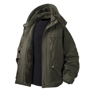 冬季棉衣男士休闲连帽保暖棉服常规款防风加厚棉服加绒外套男