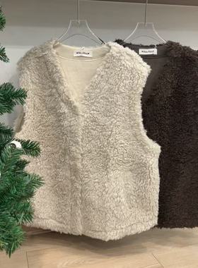 4059#【苍山暮雪】新版宽松无袖加厚羊羔毛马甲