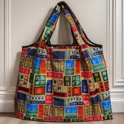 爆款我爱香港大号环保袋购物袋可折叠便携防水买菜包兜布袋子