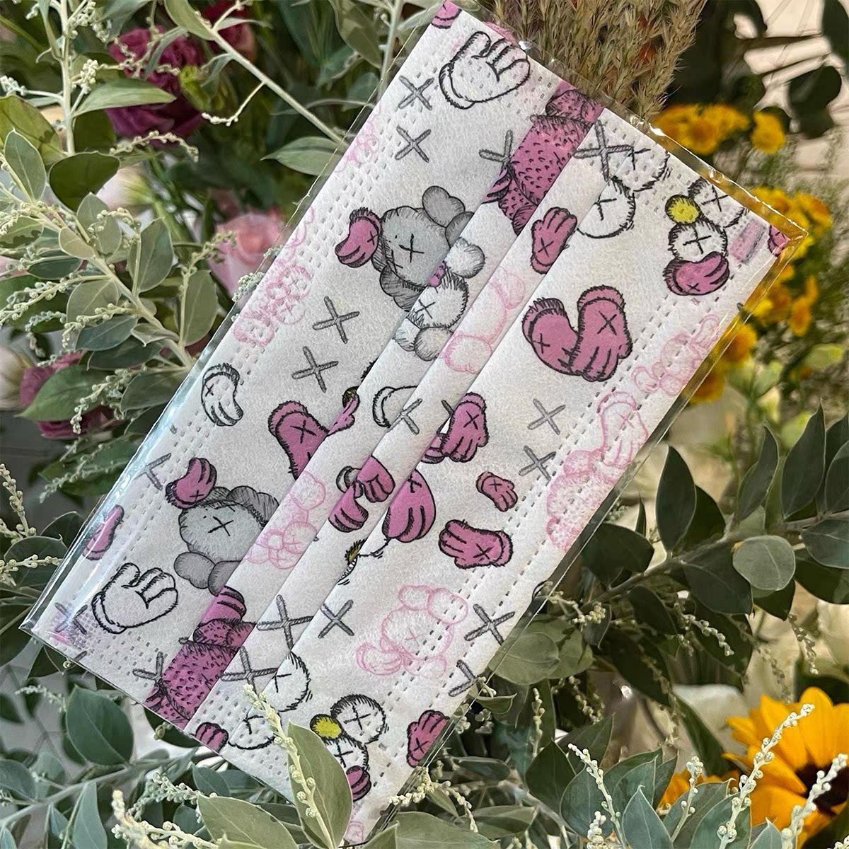 【Kaws】2026新款一次性高效防护高颜值可爱卡通情侣印花口罩