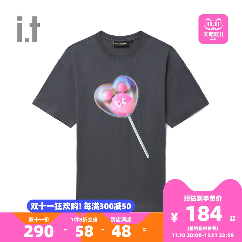 it Mini Cream女装短袖t恤2023春夏新品休闲运动图案印花3US6151K