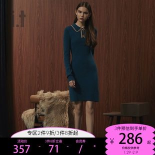 tout 复古翻领长袖 coup女装 针织连衣裙冬季 0367W0F