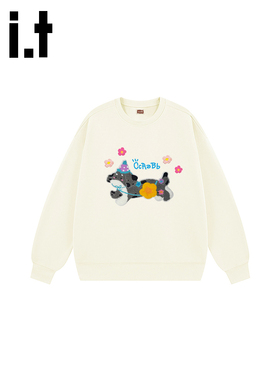 ccaabb秋季可爱小狗刺绣卫衣女生小众百搭圆领上衣服慵懒风E