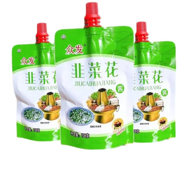 众发韭菜花5斤韭花酱大桶装108g家用火锅蘸料早餐摊商用稀 韭花酱