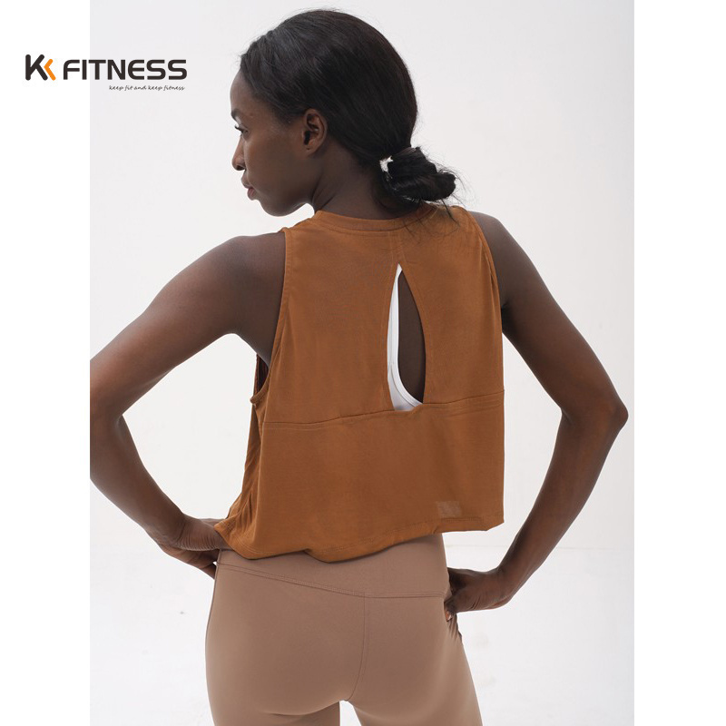 kk fitness训练瑜伽服上衣美背运动背心罩衫女速干健身服跑步短款