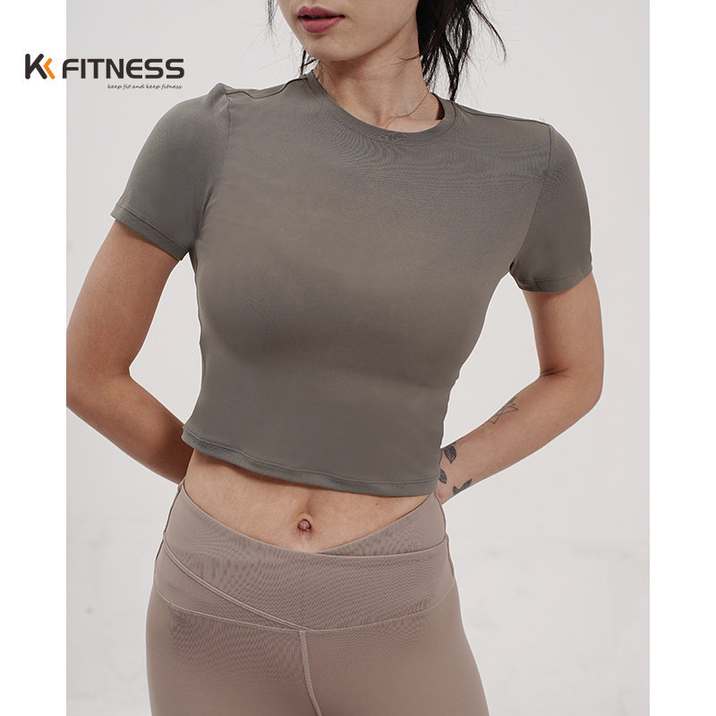 kk fitness瑜伽上衣短袖t恤速干健身服女运动跳绳专用2022新款夏
