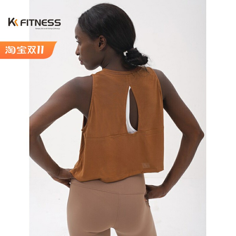 kk fitness训练瑜伽服上衣美背运动背心罩衫女速干健身服跑步短款