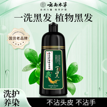 云南本草染发膏中草药盖白发正品黑茶色泡泡染发剂一洗黑植物纯