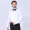 White formal dress with regular sleeves and bow tie