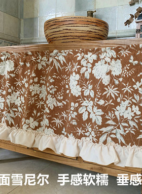 中古风法式复古雪尼尔短帘柜帘柜门橱柜遮挡帘柜子防尘免打孔安装