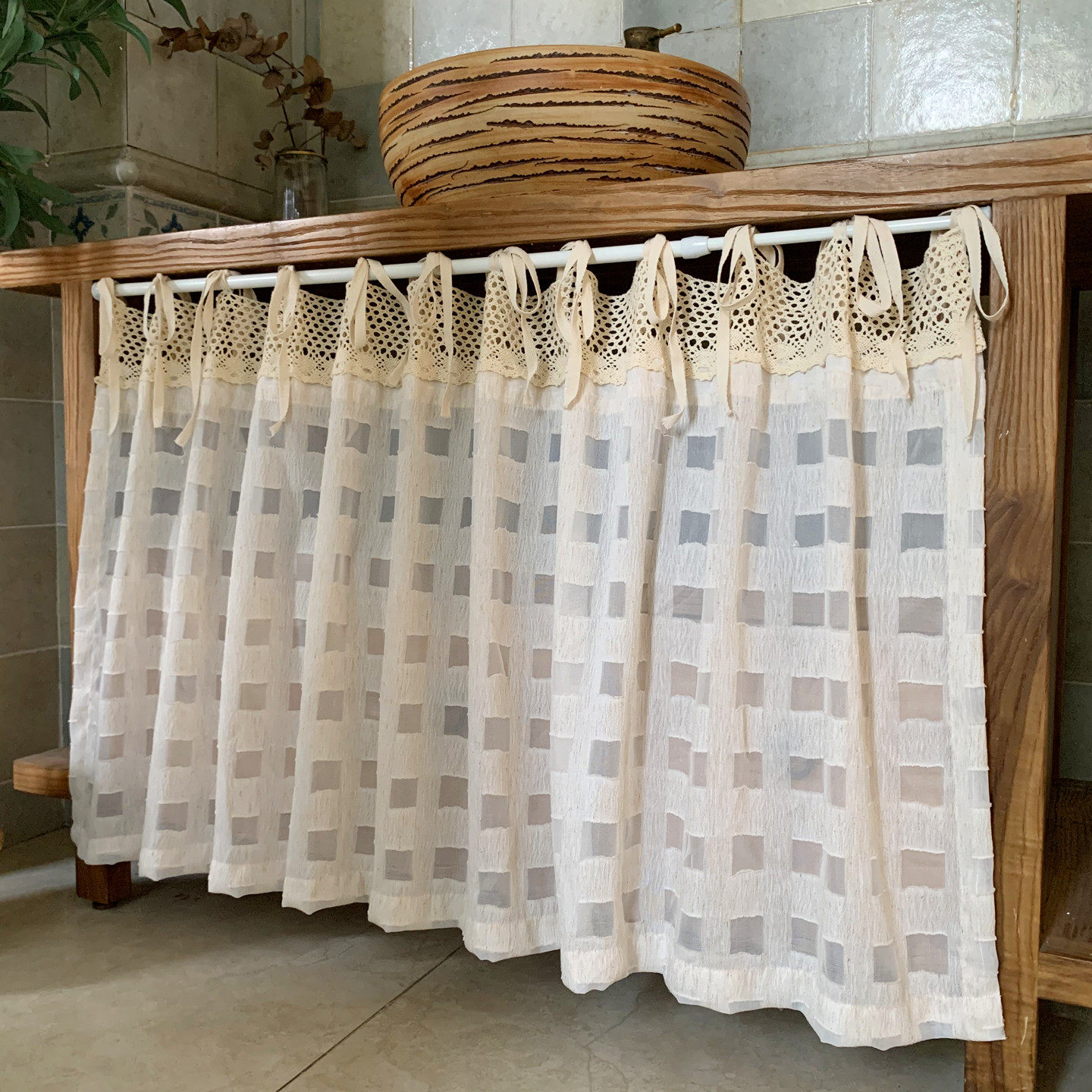 美式乡村原木日式棉麻格子柜帘半帘书柜鞋柜架子遮挡帘柜子防尘帘,居家布艺,柜类遮挡帘,淘宝优惠券,粉丝福利购,淘宝优惠卷