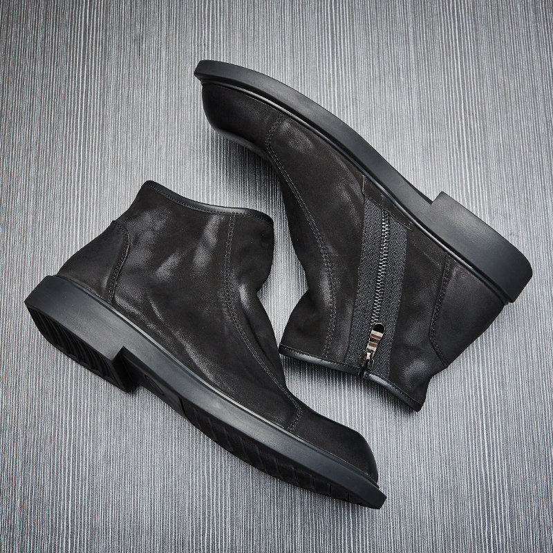 CHELSEA BOOTS ZIPPER AUTUMN WINTER SOFT SOLED MARTIN BOOTS BOOTS MENS LEATHER BOOTIES BRITISH CASUAL MIDTOP LEATHER BOOTS MEN