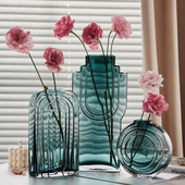 饰软装 新品 创意玻璃花瓶北欧现代家居客厅样板间插花装 工艺品摆件