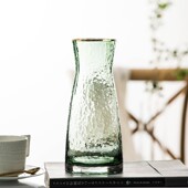 日系锤纹小透明玻璃花瓶简约创意水培插花花器清新客厅干花瓶摆件