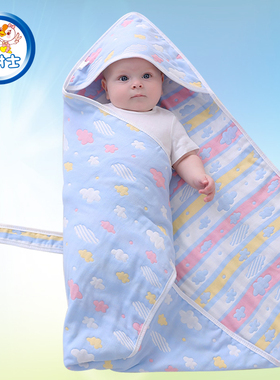 安耐士初生婴儿纱布抱被产房包被巾单新生儿宝宝春秋6层纯棉纱布