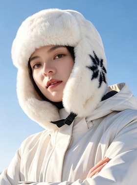 韩版加厚雪花护耳雷锋帽