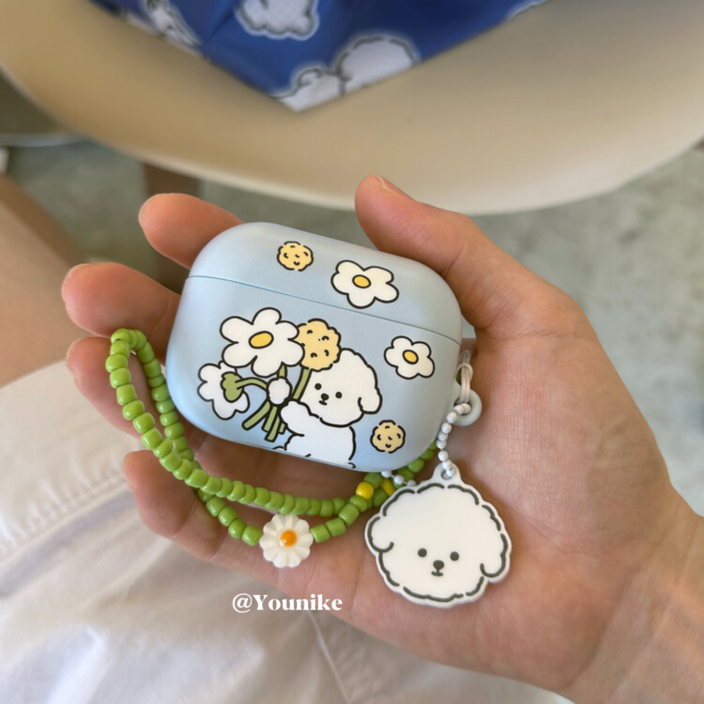 韩国进口~韩系ins甜美可爱治愈花朵狗狗适用airpods4保护套airpodspro2苹果耳机套airpods3/2防摔pro3保护壳