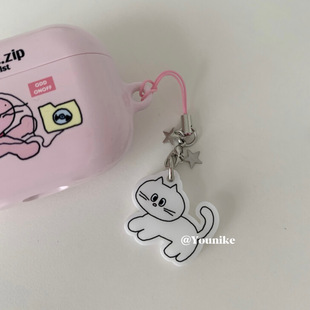 韩国ins小众设计可爱星星小猫咪手机链条挂绳airpods挂件钥匙扣萌
