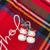 韩系ins冬季 新年圣诞喜庆小雪人kitty手机挂件耳机挂饰ccd饰品萌