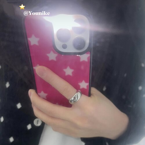 夏日韩系ins风黑边粉星星手机壳
