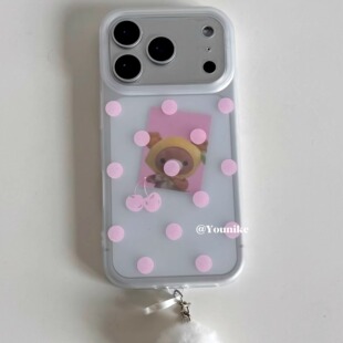 轻亚甜美猫系少女韩系粉波点毛球适用iphone17pro/17promax保护壳苹果16手机壳16promax保护套15/13/14外壳