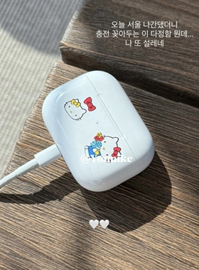 韩国进口博主同款可爱kt小猫韩系ins风适用airpods4/2苹果无线蓝牙耳机保护套airpods pro2/3保护壳菲林