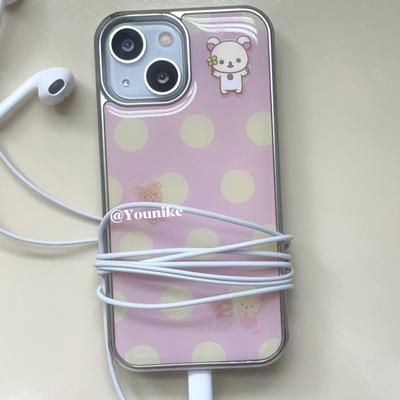 韩系ins时尚波点元素手机壳小熊