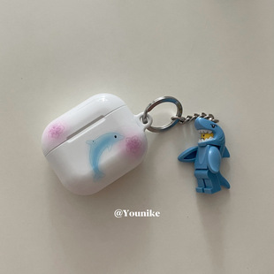 韩国进口夏日浪漫梦幻浮光甜美海豚菲林适用airpods4保护套airpodspro2苹果耳机套airpods3/2防摔