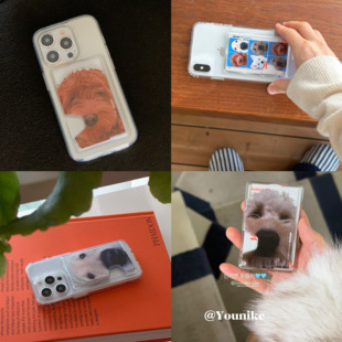 15promax苹果13 12手机壳保护套 可爱狗狗大头贴印花软萌治愈系磁吸卡包适用iphone16pro 韩系ins博主同款