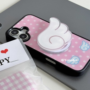 古早味甜美可爱粉波点天使磁吸适用iphone17air/17promax保护壳苹果16手机壳16promax保护套15防摔13/14外壳