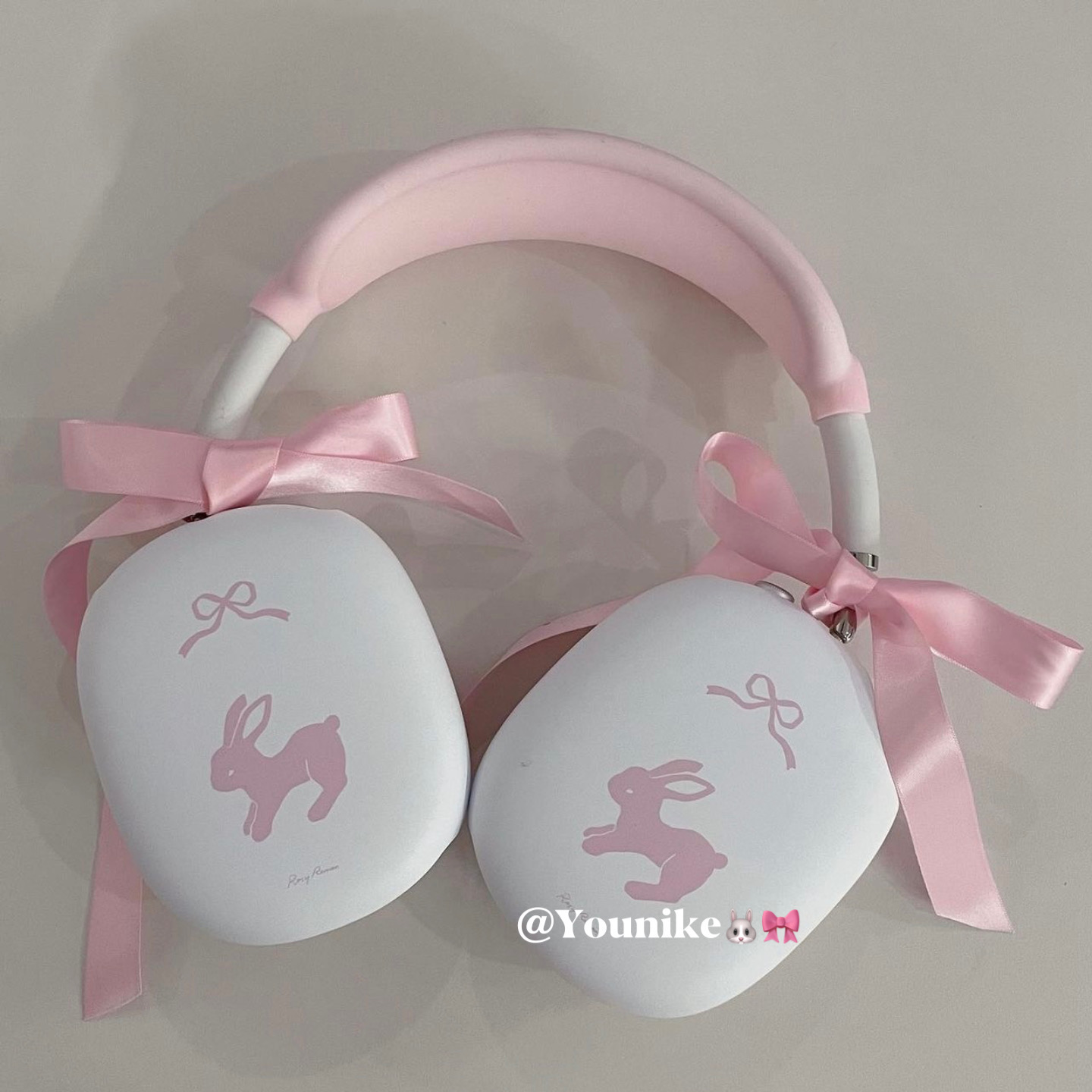 韩国进口菲林甜美少女纯欲风蝴蝶结兔子适用苹果AirPodsmax头戴式耳机保护套硬壳