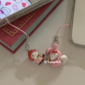 甜美可爱少女粉嫩招福小玩偶手机挂件装 饰AirPods挂件百搭手机链