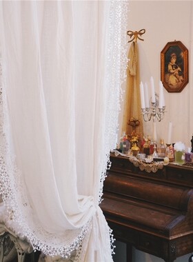 定制复古法式纯棉蕾丝刺绣laceshabby原创隔热防晒装饰窗纱窗帘