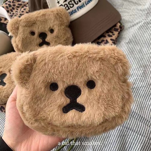 可爱毛绒小熊杂物便携卡包