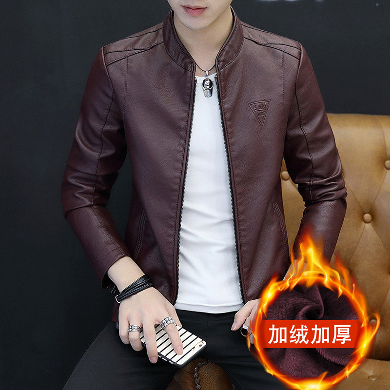 leather clothing man coat Self cultivation Korean Edition Trend handsome Autumn and winter Motorcycle suit Youth 2020 new pattern Jacket Plushin the Men's clothing, Leather clothing  category - from Buy2taobao.com to provide professional Taobao agent buy service
