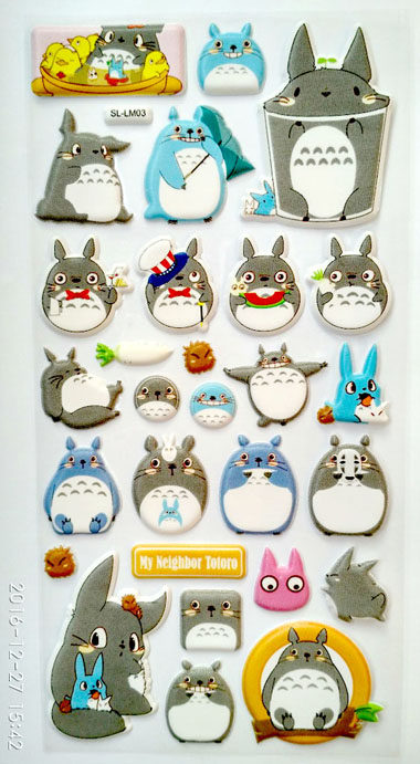 质优立体泡绵贴 手机装饰贴 儿童贴纸DIY随意贴 可爱龙猫夜光贴