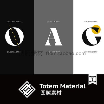 高端品牌LOGO字体创意复古衬线体杂志画册海报排版字体包下载安装