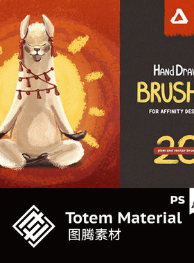 20款Affinity Designer高级笔刷美洲驼毛蜡笔记号笔儿童插画笔刷