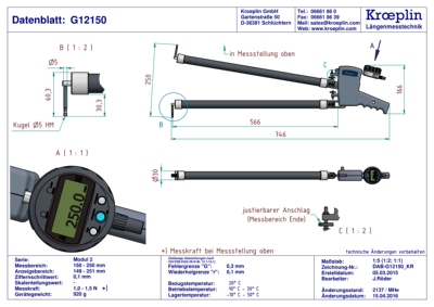 原装进口德国KROEPLIN 古奥匹林G12150数显内外测卡规