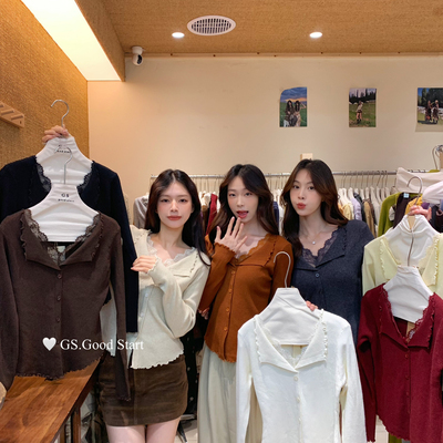 GS.GOOD START-拉满～超跑量秋气质温柔蕾丝拼接v领打底小衫G7238