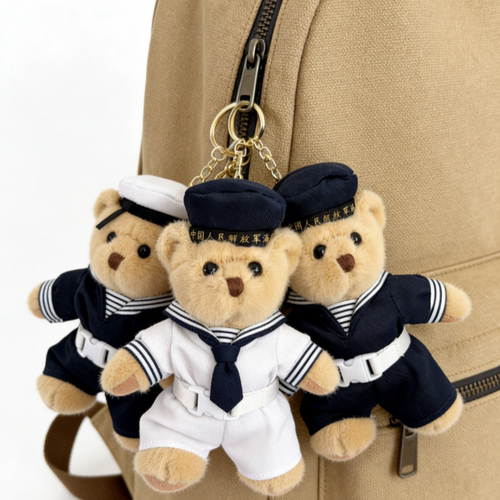 海军水手服毛绒玩具挂件解放军玩偶兵哥哥军人小熊退入伍结婚礼物