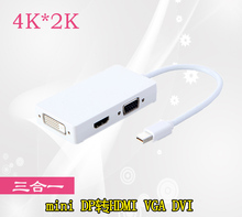 4K2K微软surface Pro4 3迷你mini DP转HDMI VGA DVI转换器连接线