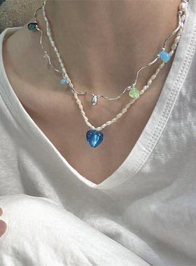 小众度假风彩色串珠项链捷克琉璃