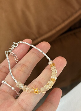 天然黄水晶手链女小众轻奢